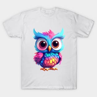 Cute rainbow owl. Sticker Clipart. T-Shirt